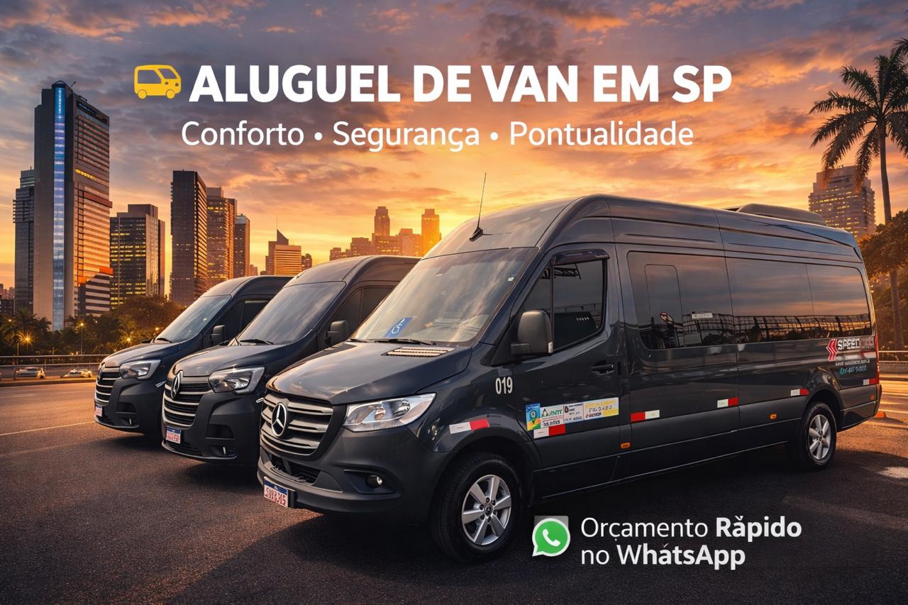 Van executiva para empresas em São Paulo com motorista, transporte corporativo confortável e seguro da Speed Vans Locadora