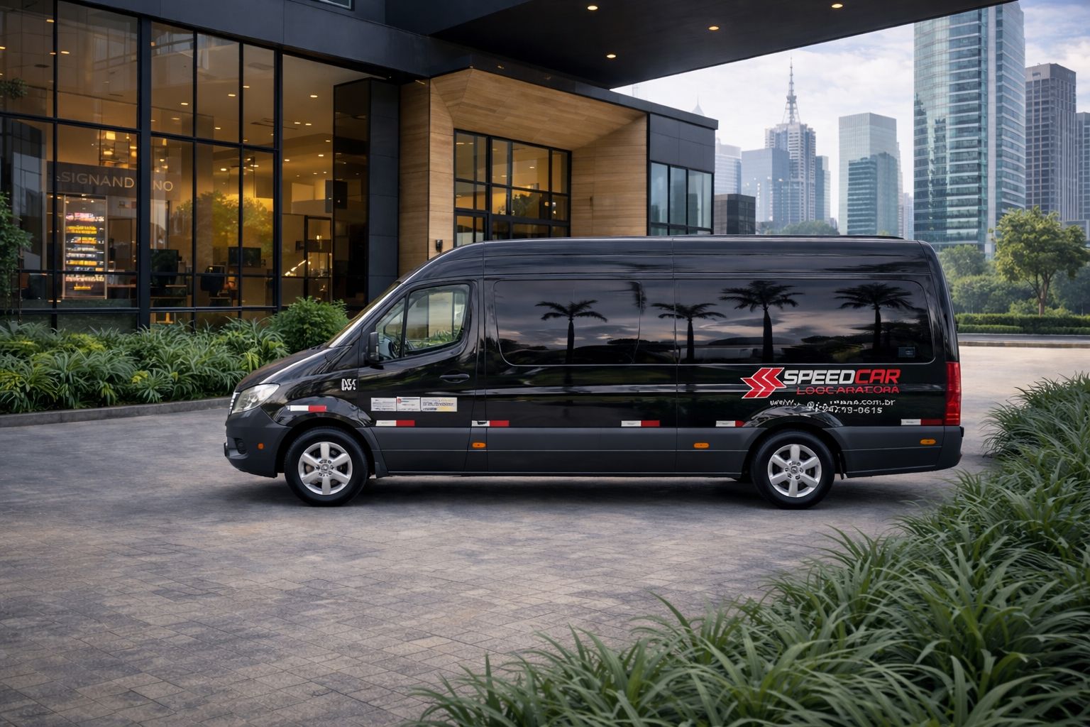 Van executiva para empresas em São Paulo com motorista, transporte corporativo confortável e seguro da Speed Vans Locadora