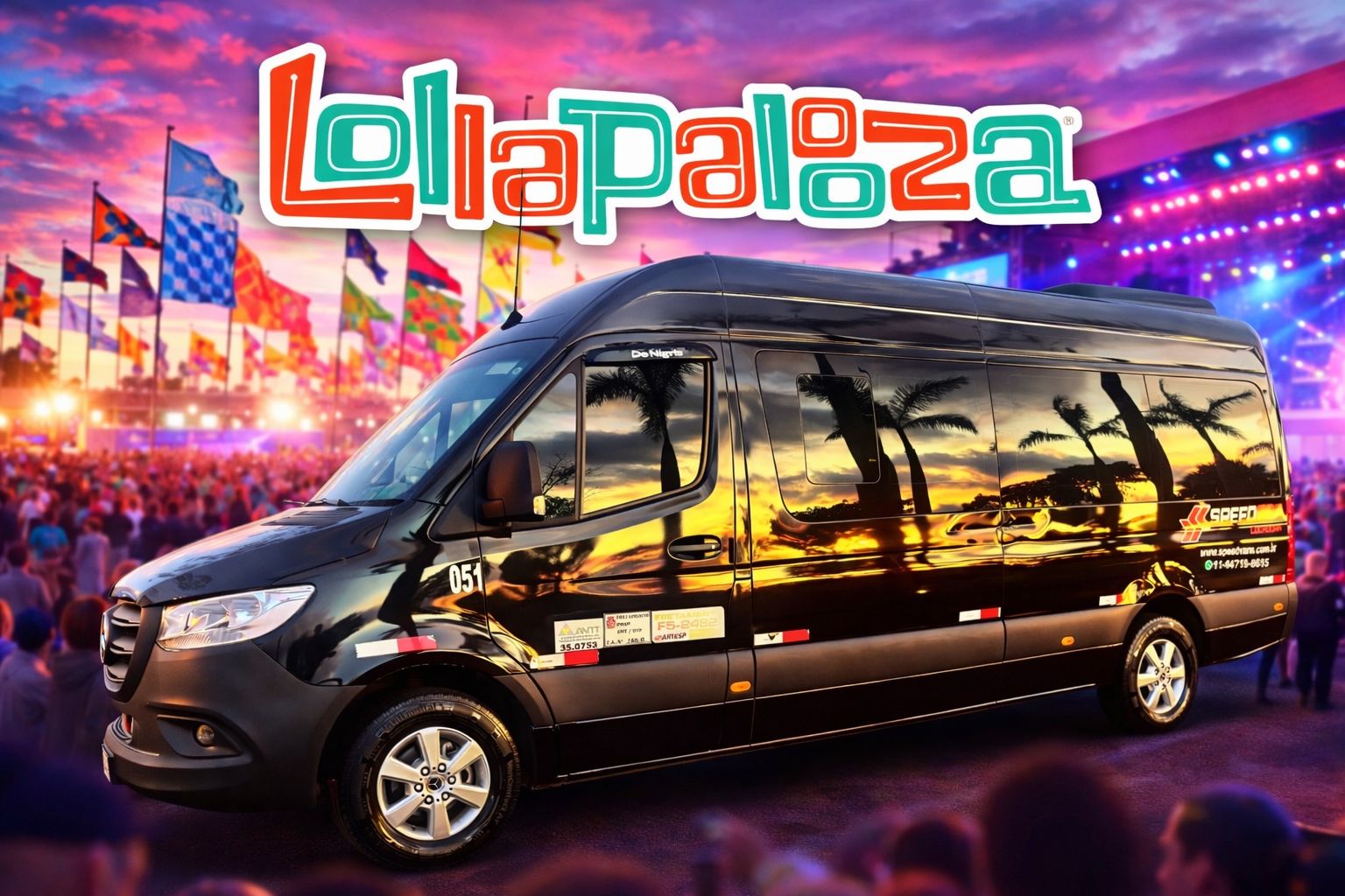 Transporte de van para festival Lollapalooza em Interlagos com motorista